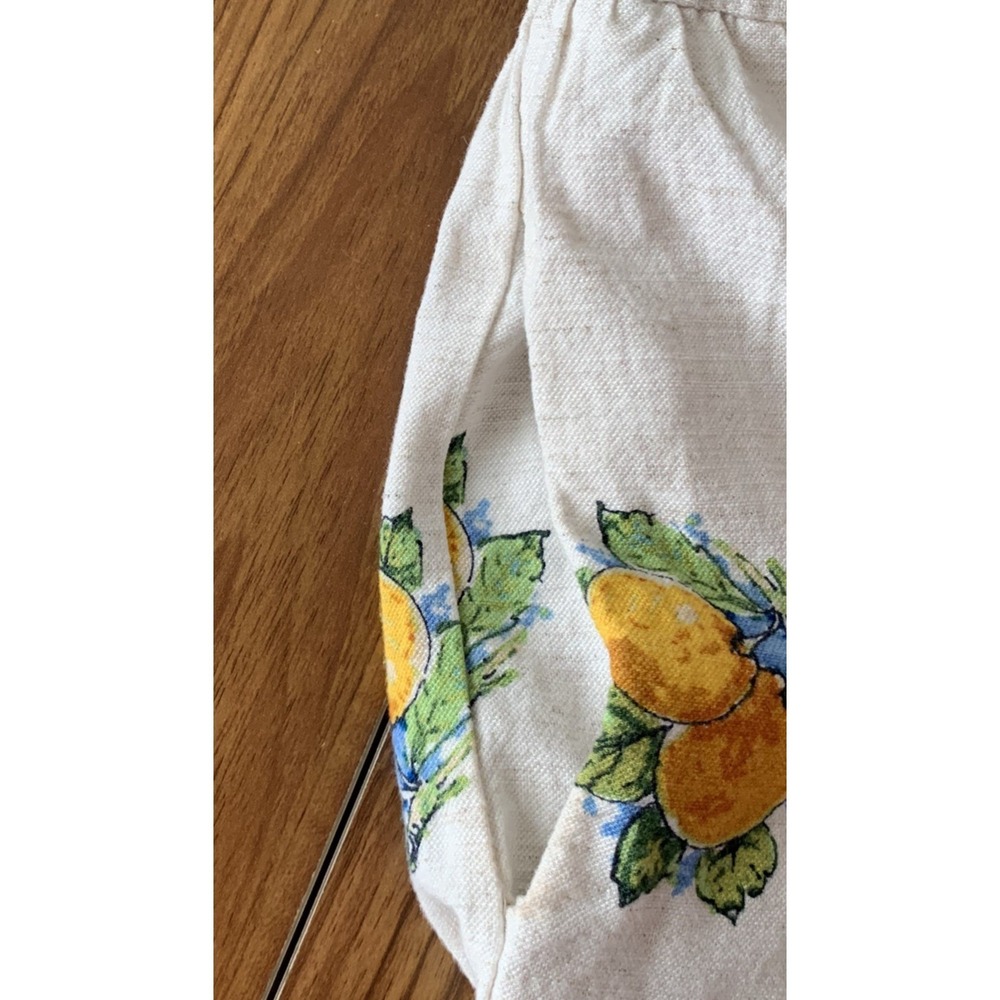 Jane + Delancey Short Sleeve Mini Dress Pockets Fruit Lemon Vacation M Linen Ble - Picture 8 of 11